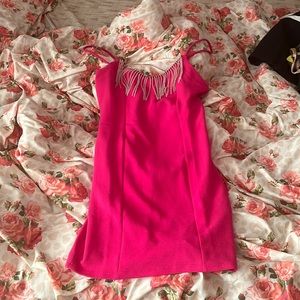 Almost famous pink rhinestone club dress